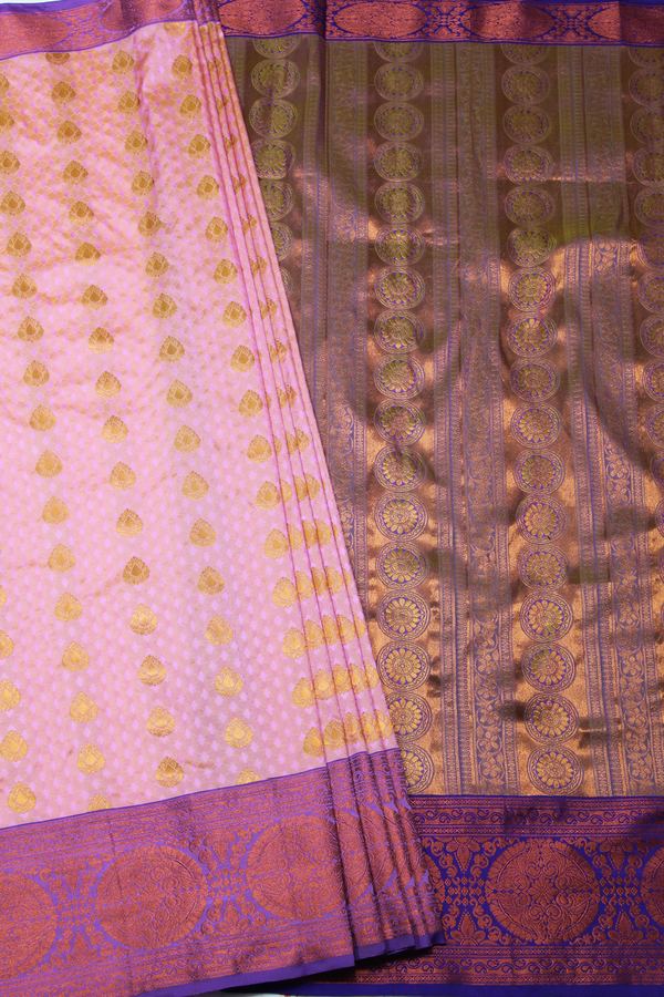 Big designer border pink silk saree 00A0E04