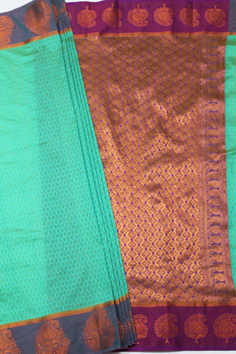 Light pista color border butta silk saree 00C0B06